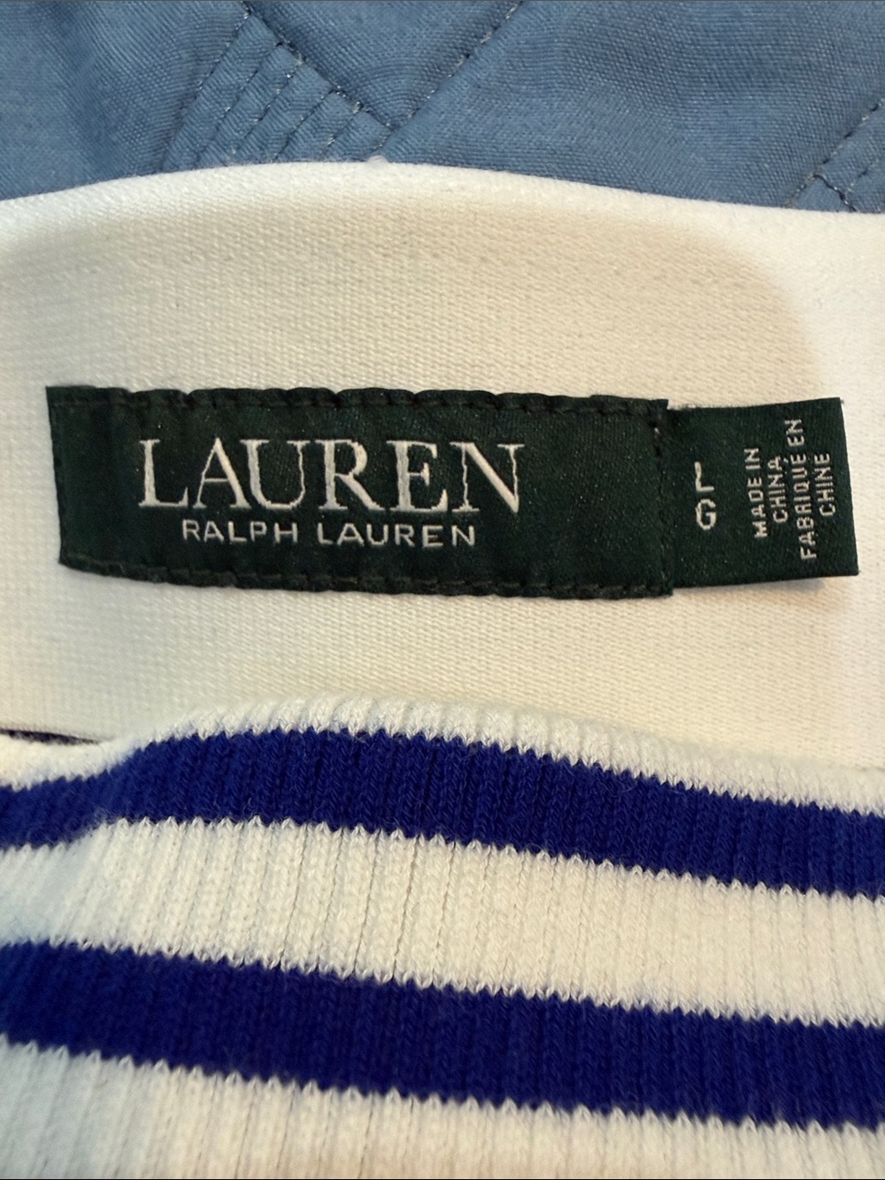 Ralph Lauren Navy and White Striped Midi Skirt with Side Lace-Up - Picture 3 of 3